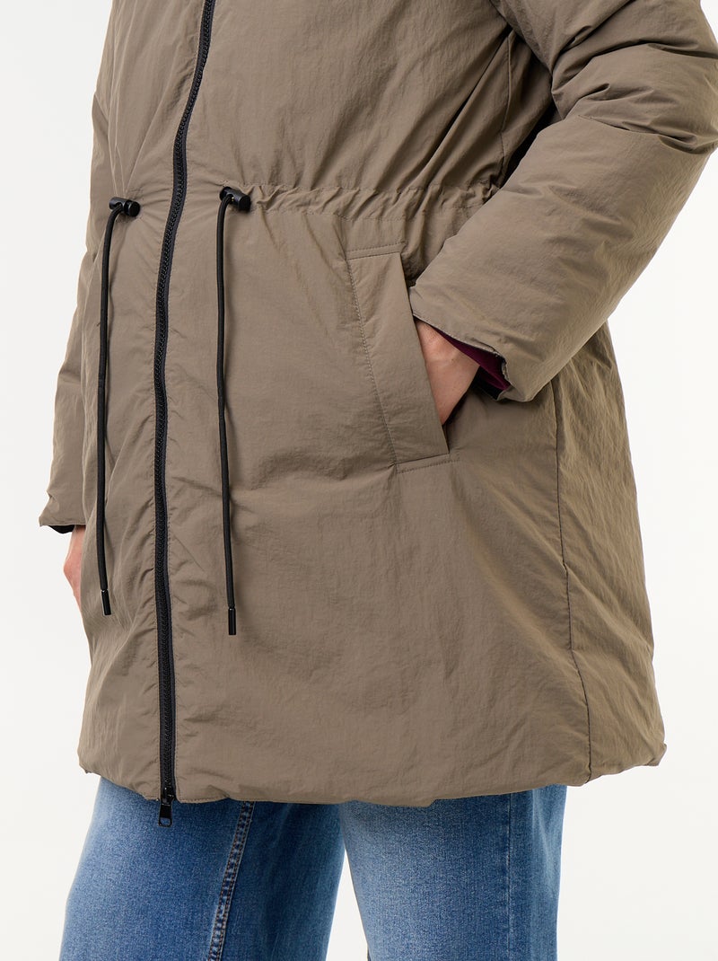 Parka longue matelassée à capuche Vert - Kiabi