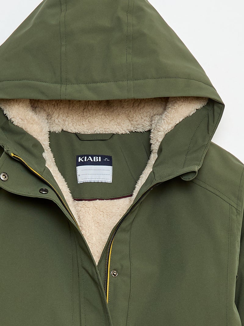 Parka met capuchon en voering met schapenvachteffect Groen - Kiabi