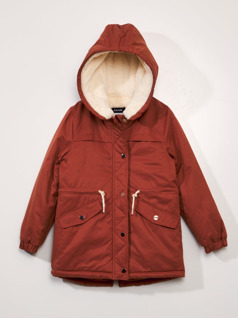 Parka met capuchon en voering ROOD - Kiabi
