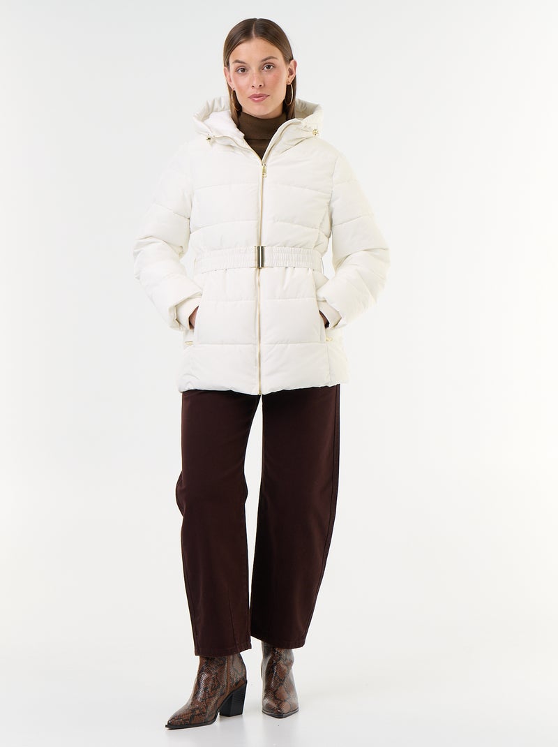 Parka met capuchon gevoerd met imitatiebont Wit - Kiabi