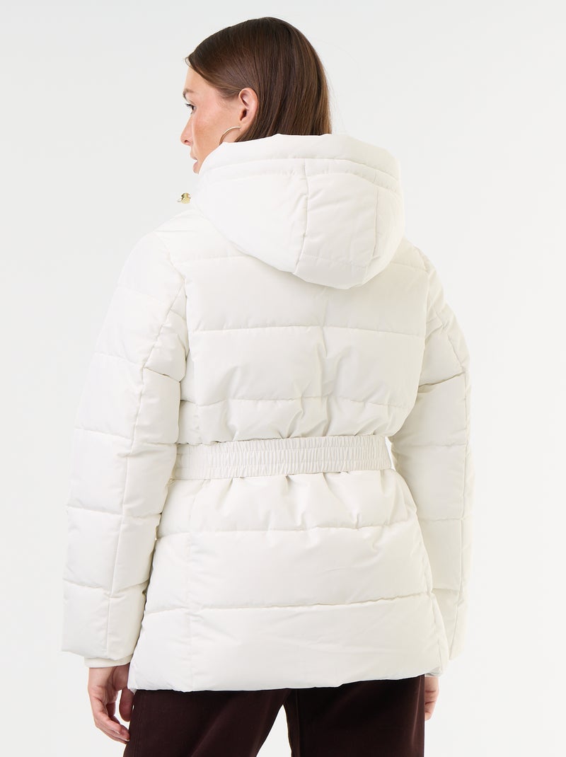Parka met capuchon gevoerd met imitatiebont Wit - Kiabi