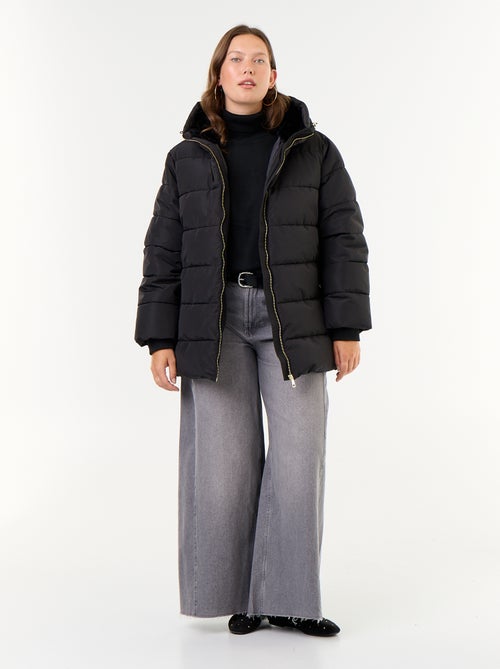 Parka met capuchon gevoerd met imitatiebont - Kiabi Parka met capuchon gevoerd met imitatiebont - Kiabi