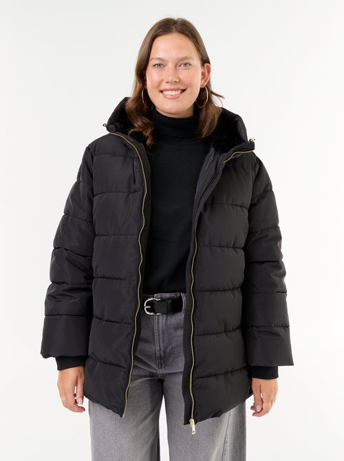 Parka met capuchon gevoerd met imitatiebont - Kiabi Parka met capuchon gevoerd met imitatiebont - Kiabi