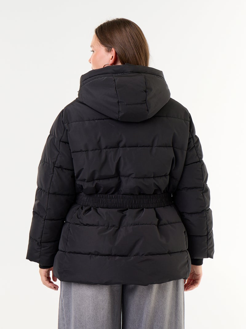 Parka met capuchon gevoerd met imitatiebont Zwart - Kiabi