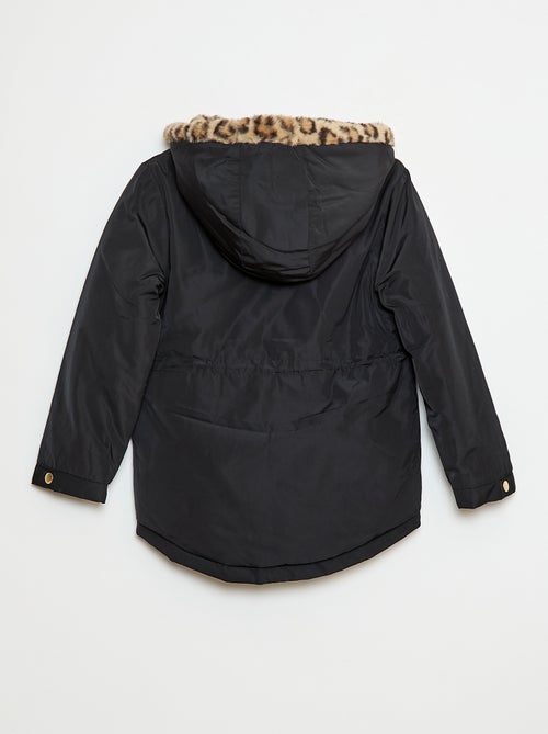 Parka met capuchon met voering van imitatiebont - Kiabi