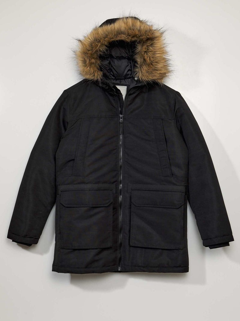 Parka met capuchon ZWART - Kiabi