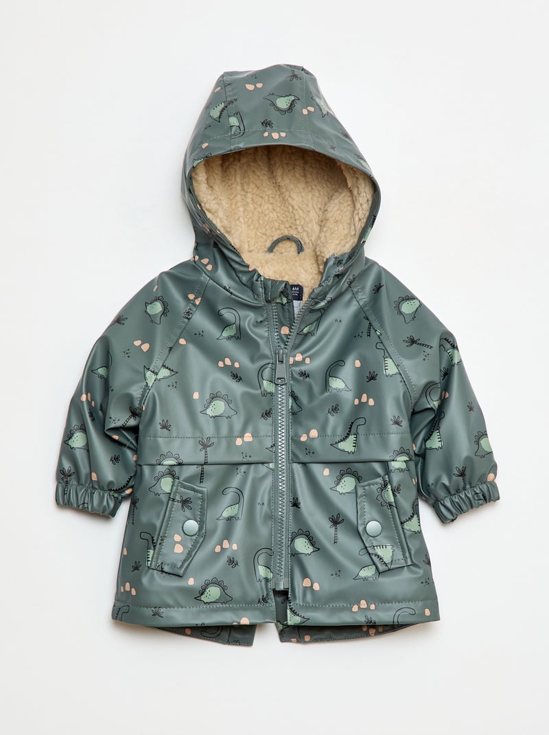 Parka met voering van imitatieschapenvacht Groen - Kiabi