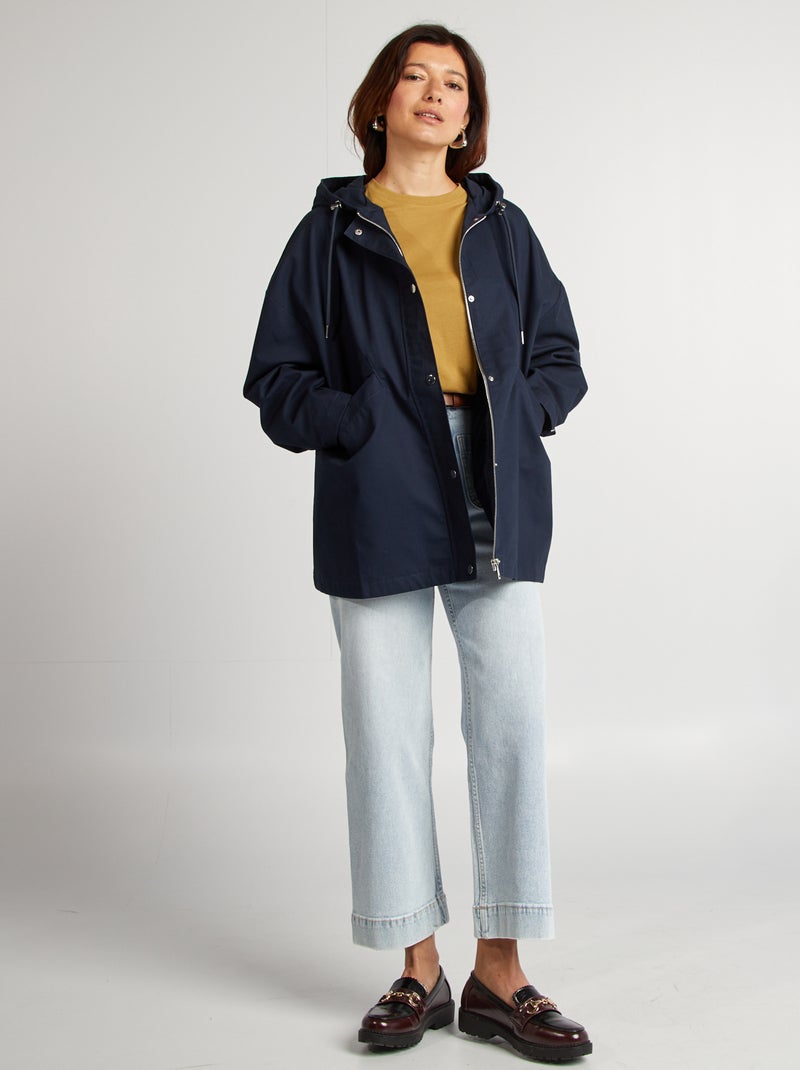 Parka oversize à capuche déperlante Marine - Kiabi
