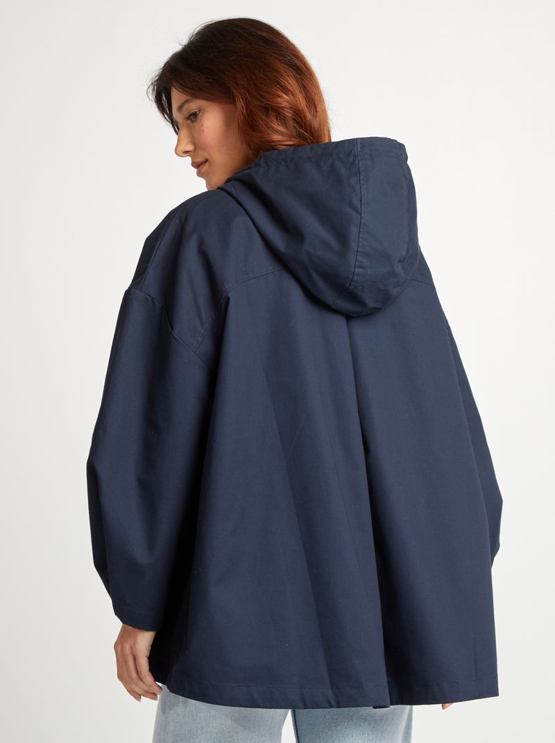 Parka oversize à capuche déperlante Marine - Kiabi