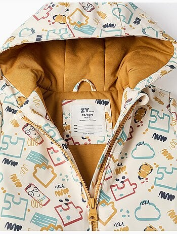 Parka rembourrée en caoutchouc avec capuche et imprimé