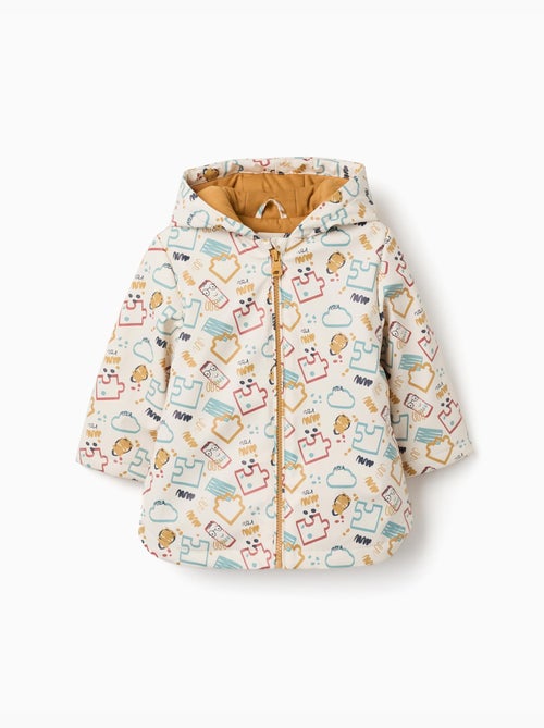 Parka rembourrée en caoutchouc avec capuche et imprimé - Kiabi