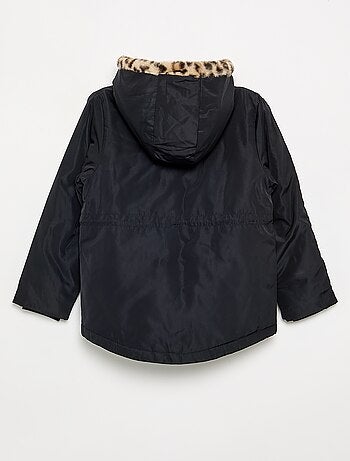 Parka souple à capuche à fausse fourrure