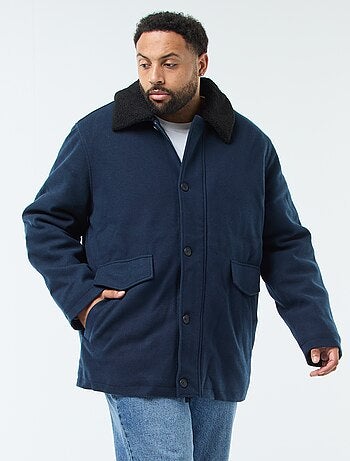 Parka van wollen stof met kraag met schapenvachteffect