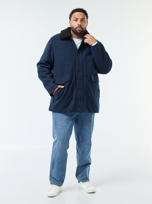 Parka van wollen stof met kraag met schapenvachteffect - Kiabi