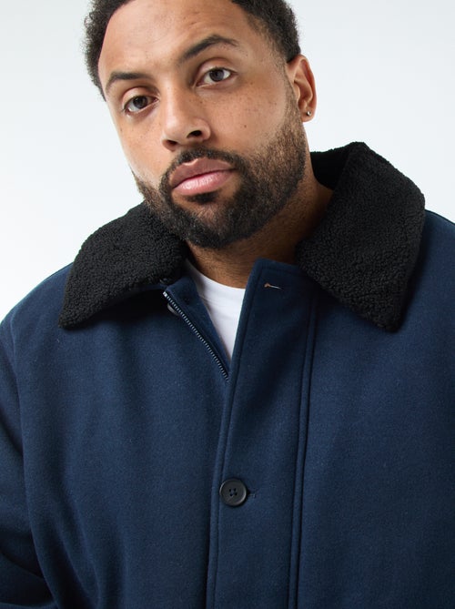 Parka van wollen stof met kraag met schapenvachteffect - Kiabi