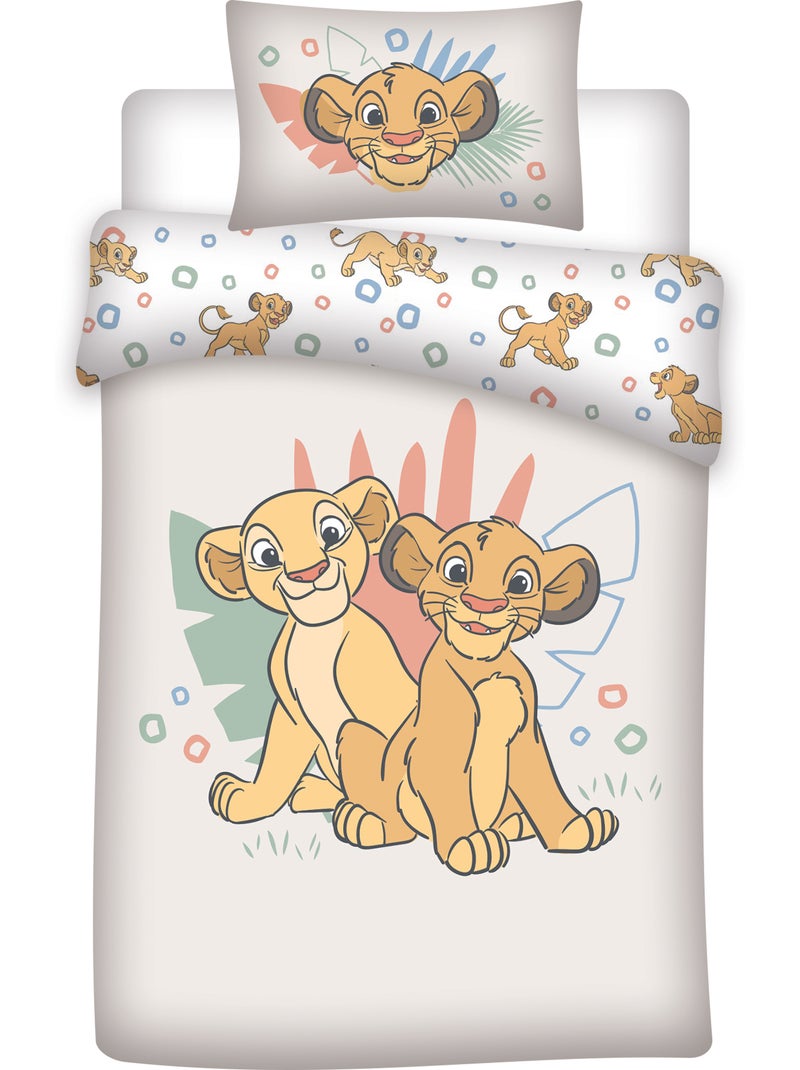 Parure Bébé Disney Le Roi Lion 100x140cm + Taie 40x60cm – Simba & Nala – 100% Coton – Licence Offici Beige/Blanc - Kiabi