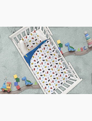 Parure Bébé Disney Pixar Cars Flash McQueen 100x140cm + Taie 40x60cm – Bleu Rouge – 100% Coton