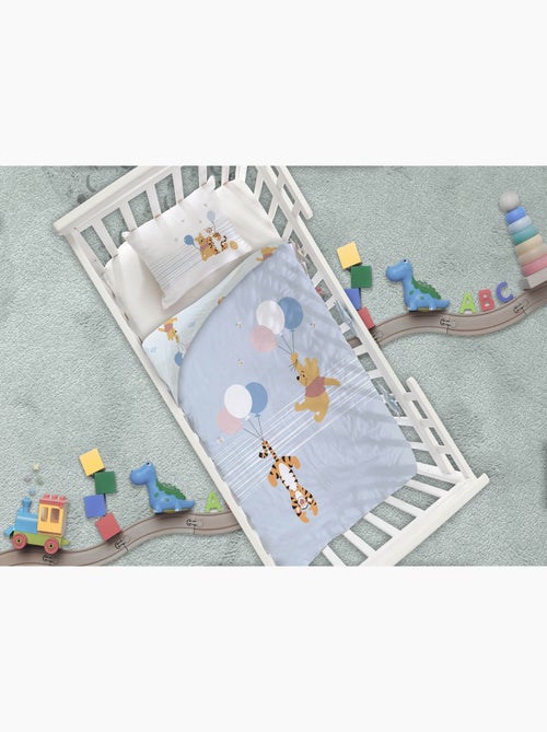 Parure Bébé Disney Winnie l'Ourson 100x140cm + Taie 40x60cm – Winnie & Tigrou Ballons – 100% Coton - Kiabi