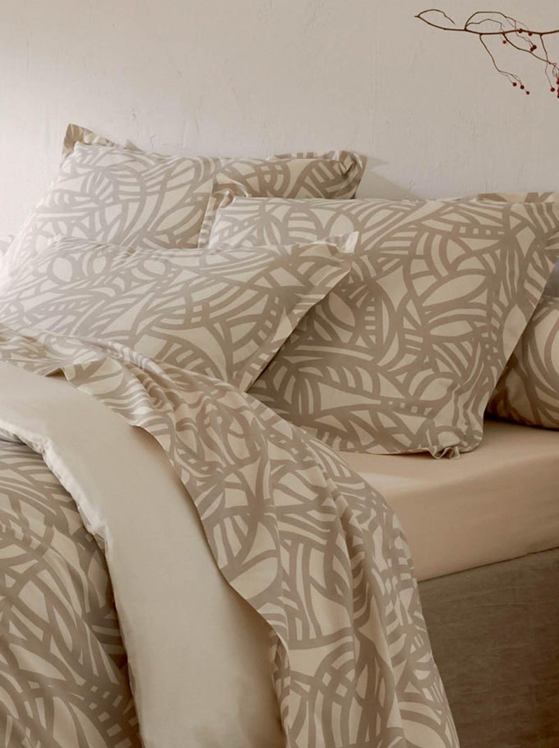 Parure de couette imprimée graphique Beige - Kiabi