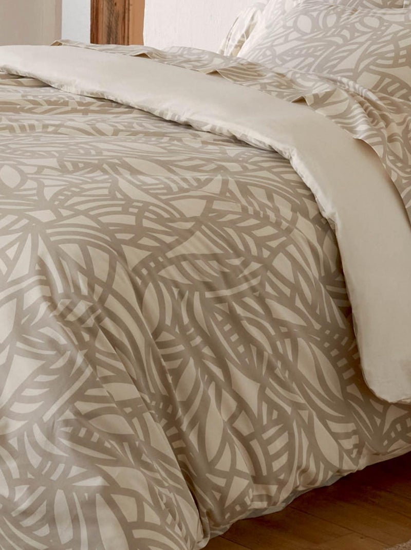 Parure de couette imprimée graphique Beige - Kiabi