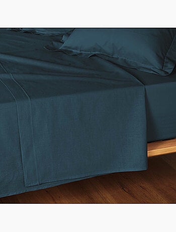 Parure de drap 4 pièces en coton 57 fils – drap-housse, drap plat et 2 taies d’oreiller
