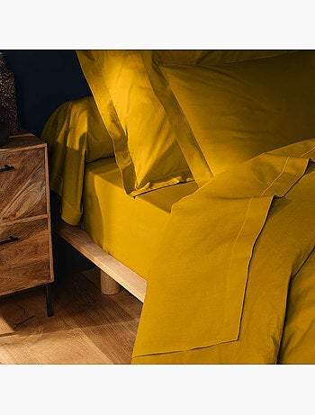 Parure de drap 4 pièces en coton 57 fils – drap-housse, drap plat et 2 taies d’oreiller