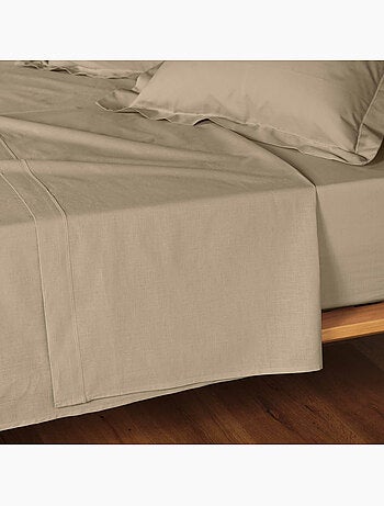 Parure de drap 4 pièces en coton 57 fils – drap-housse, drap plat et 2 taies d’oreiller