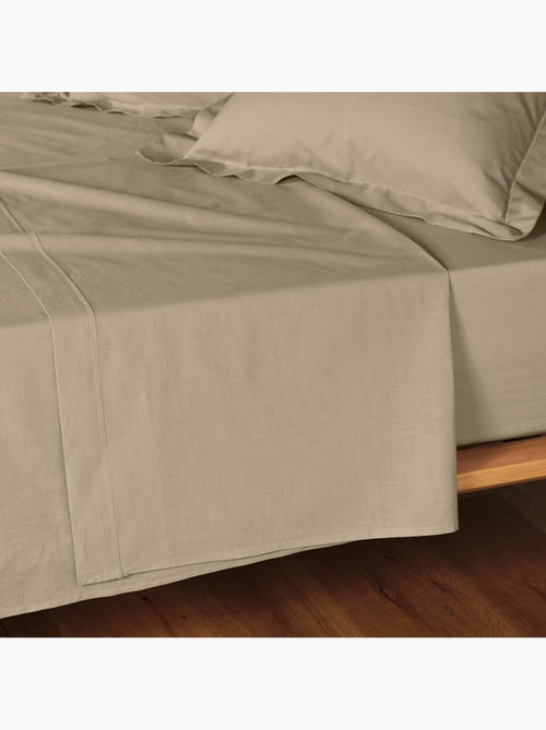 Parure de drap 4 pièces en coton 57 fils – drap-housse, drap plat et 2 taies d’oreiller - Kiabi