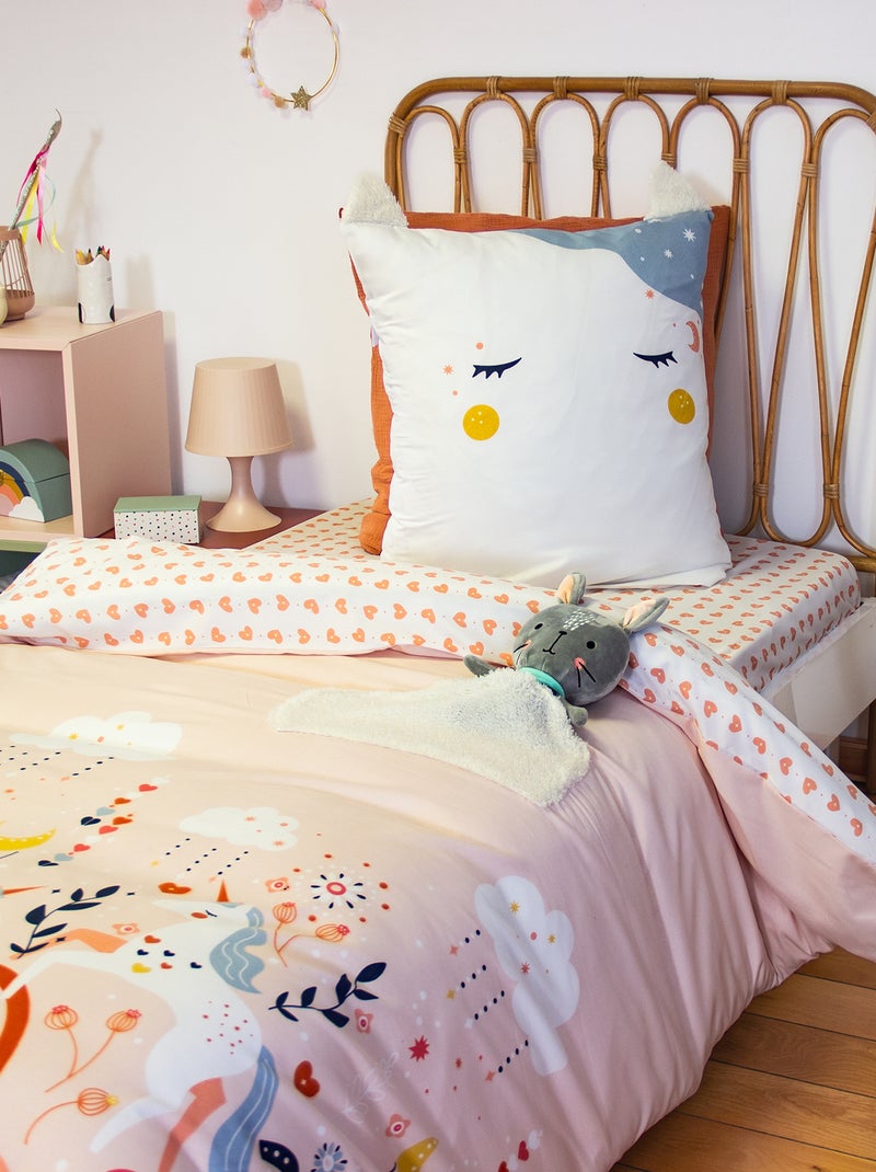 Parure de draps 1 personne 2 pièces : housse de couette + taie d'oreiller Rose - Kiabi