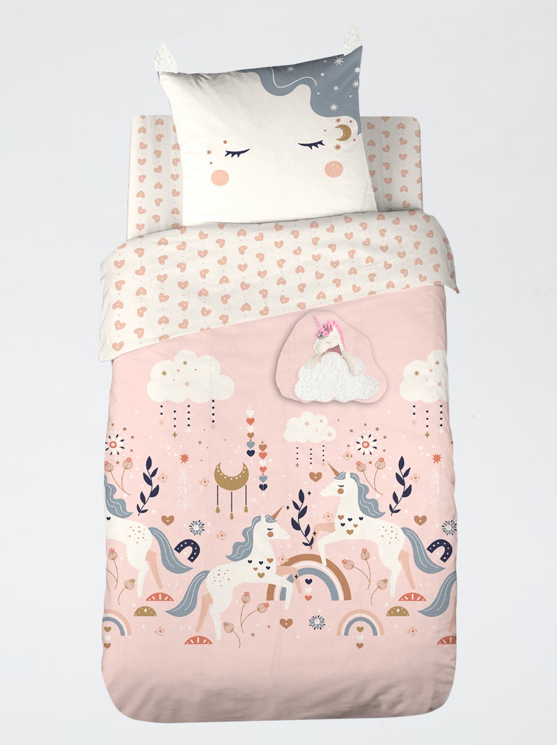 Parure de draps 1 personne 2 pièces : housse de couette + taie d'oreiller Rose - Kiabi