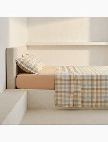Parure de draps 100% coton à carreaux Vichy, taie d'oreiller incluse - Gamusi