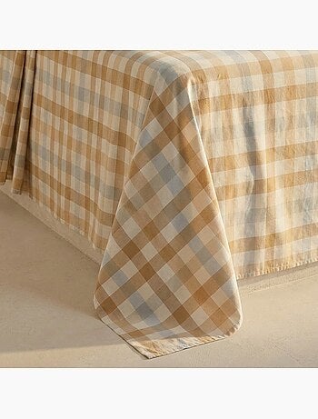 Parure de draps 100% coton à carreaux Vichy, taie d'oreiller incluse - Gamusi