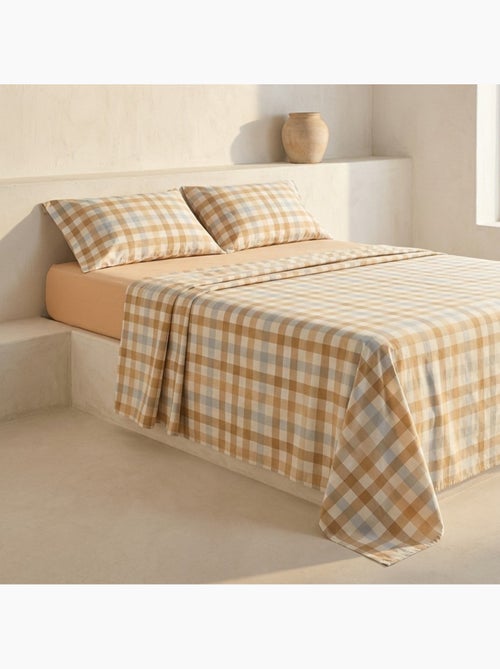 Parure de draps 100% coton à carreaux Vichy, taie d'oreiller incluse - Gamusi - Kiabi