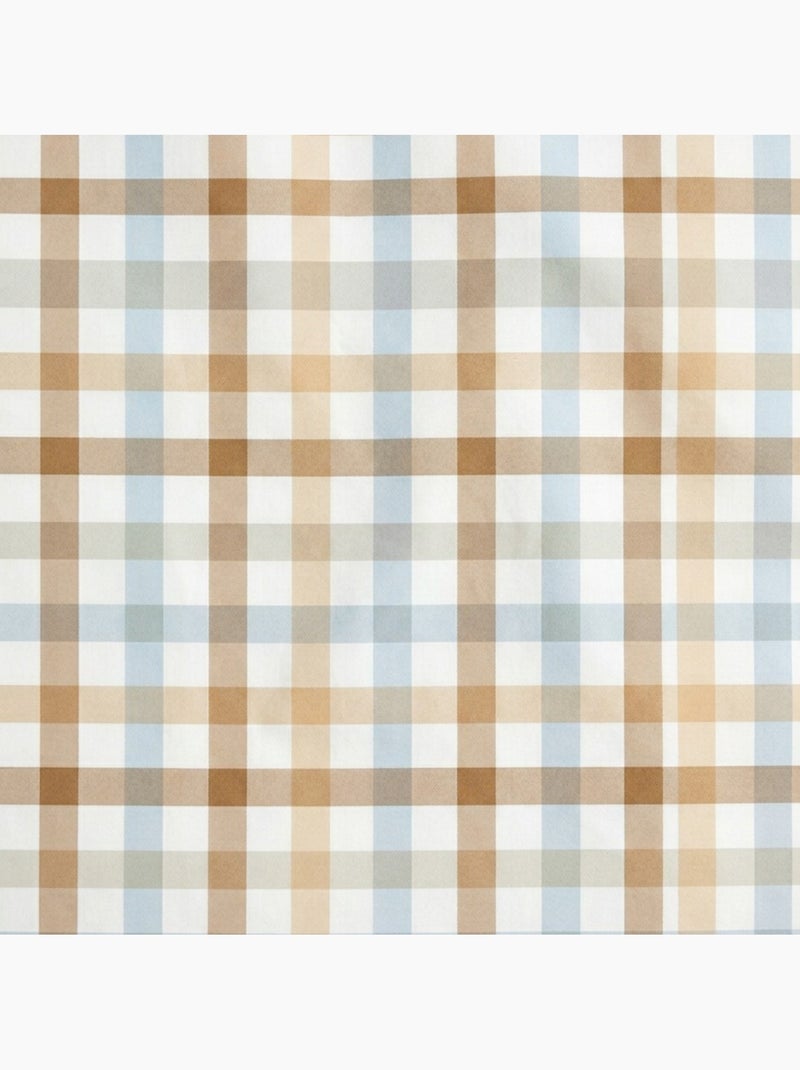 Parure de draps 100% coton à carreaux Vichy, taie d'oreiller incluse - Gamusi Blanc Beige Bleu - Kiabi