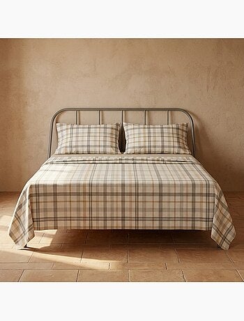 Parure de draps 100% coton à carreaux Vichy, taie d'oreiller incluse - Gamusi