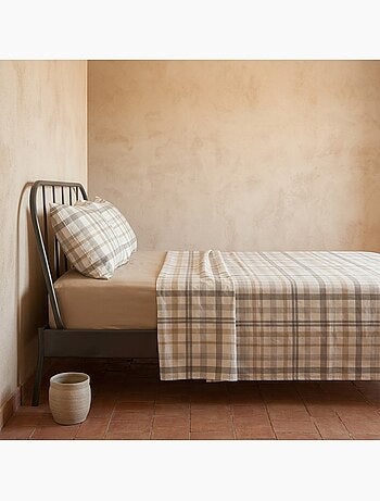 Parure de draps 100% coton à carreaux Vichy, taie d'oreiller incluse - Gamusi