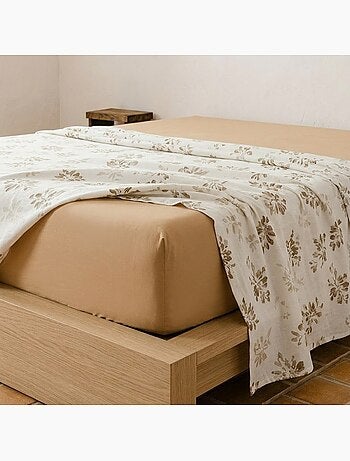 Parure de draps 100% coton à motif floral, taie d'oreiller incluse - Gamusi