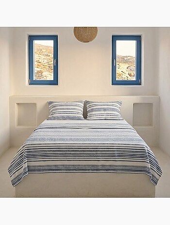 Parure de draps 100% coton à rayures, taie d'oreiller incluse - Gamusi
