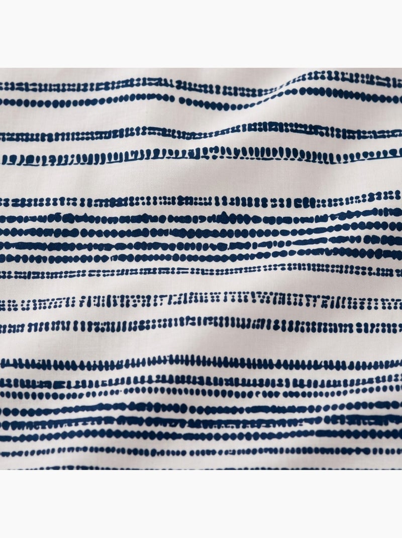 Parure de draps 100% coton à rayures, taie d'oreiller incluse - Gamusi Blanc Bleu - Kiabi