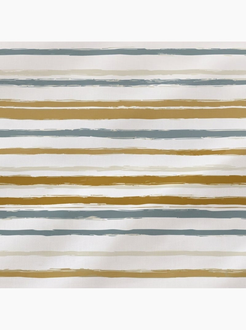 Parure de draps 100% coton à rayures, taie d'oreiller incluse - Gamusi Gris Blanc Ocre - Kiabi