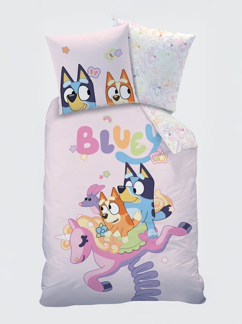 Parure de draps 'Bluey' 2 pièces - 1 housse de couette 1 personne + 1 taie d'oreiller - Kiabi