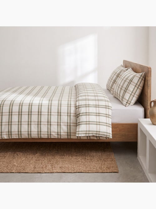 Parure de housse de couette 100% coton avec taie(s) d’oreiller, carreaux fenêtre, beige - gamusi. - Kiabi