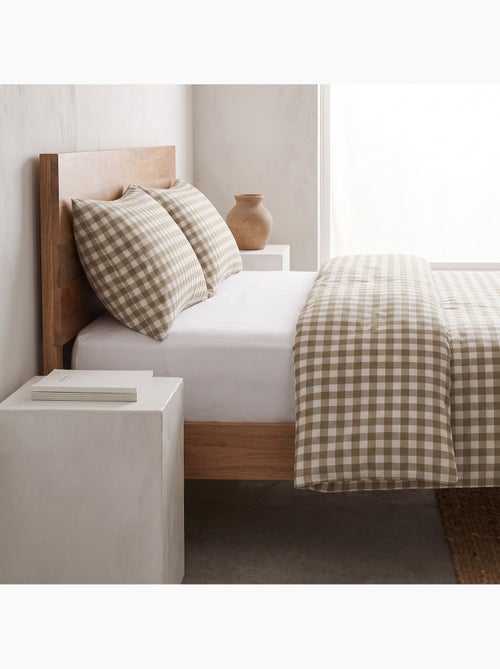 Parure de housse de couette 100% coton avec taie(s) d’oreiller, carreaux vichy, vert - gamusi. - Kiabi