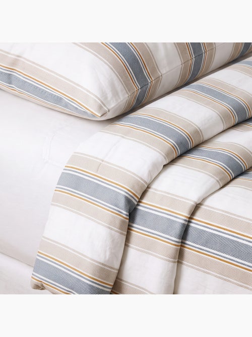 Parure de housse de couette 100% coton avec taie(s) d’oreiller, larges rayures - gamusi. - Kiabi