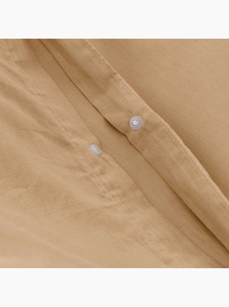 Parure de housse de couette 100% coton, avec taie(s) d’oreiller, unie - Gamusi. Ocre - Kiabi