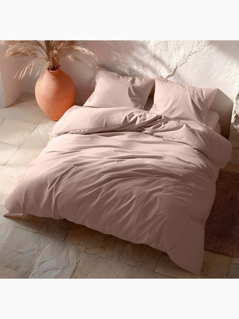 Parure de housse de couette 100% coton, avec taie(s) d’oreiller, unie - Gamusi. Rose - Kiabi