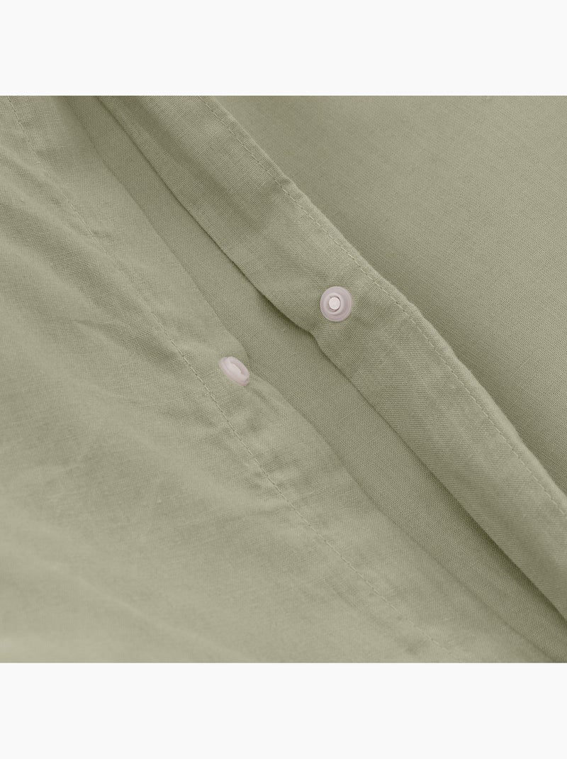 Parure de housse de couette 100% coton, avec taie(s) d’oreiller, unie - Gamusi. Vert - Kiabi