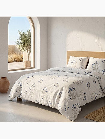 Parure de housse de couette 100% coton motif floral, taie d'oreiller incluse - Gamusi