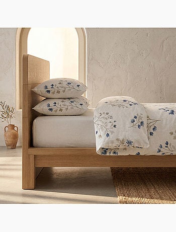 Parure de housse de couette 100% coton motif floral, taie d'oreiller incluse - Gamusi