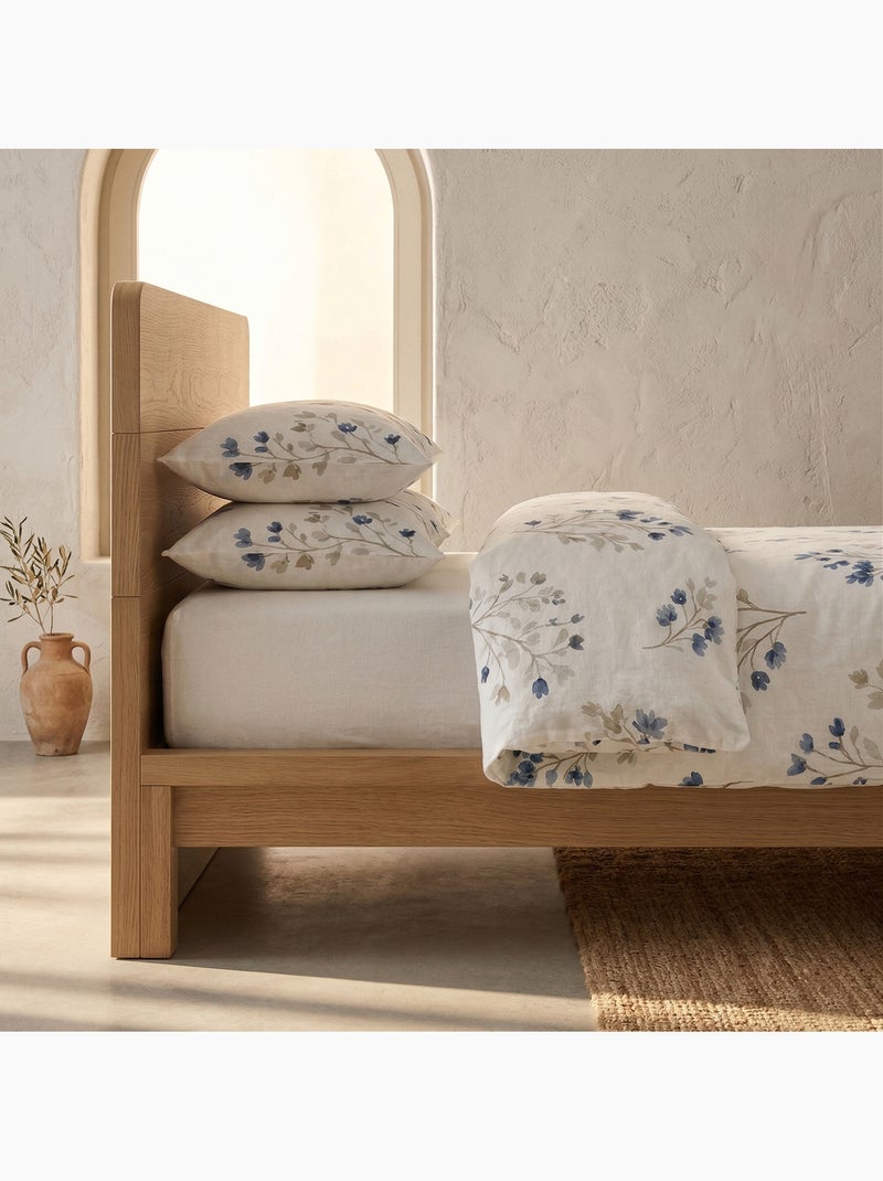 Parure de housse de couette 100% coton motif floral, taie d'oreiller incluse - Gamusi Blanc - Kiabi